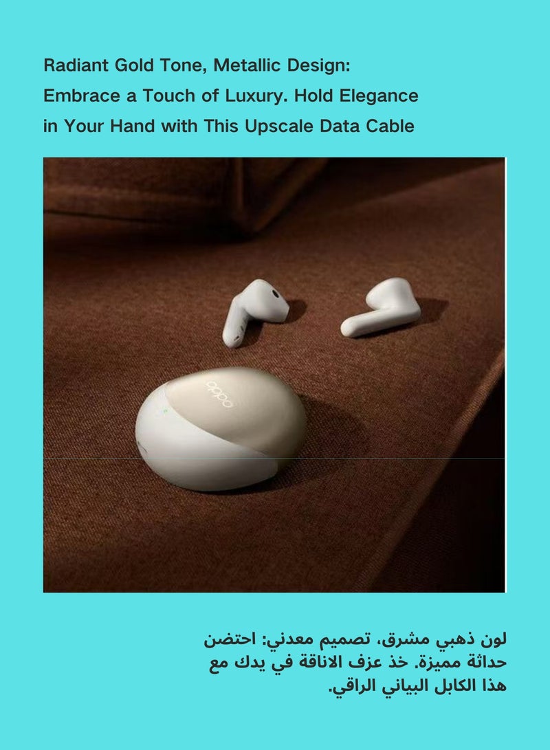 OPPO - Enco R2 Earphones, featuring Hi-Fi Sound, Extended 25-Hour Playtime, and IP54 Water & Sweat Resistance Gold - Image 1
