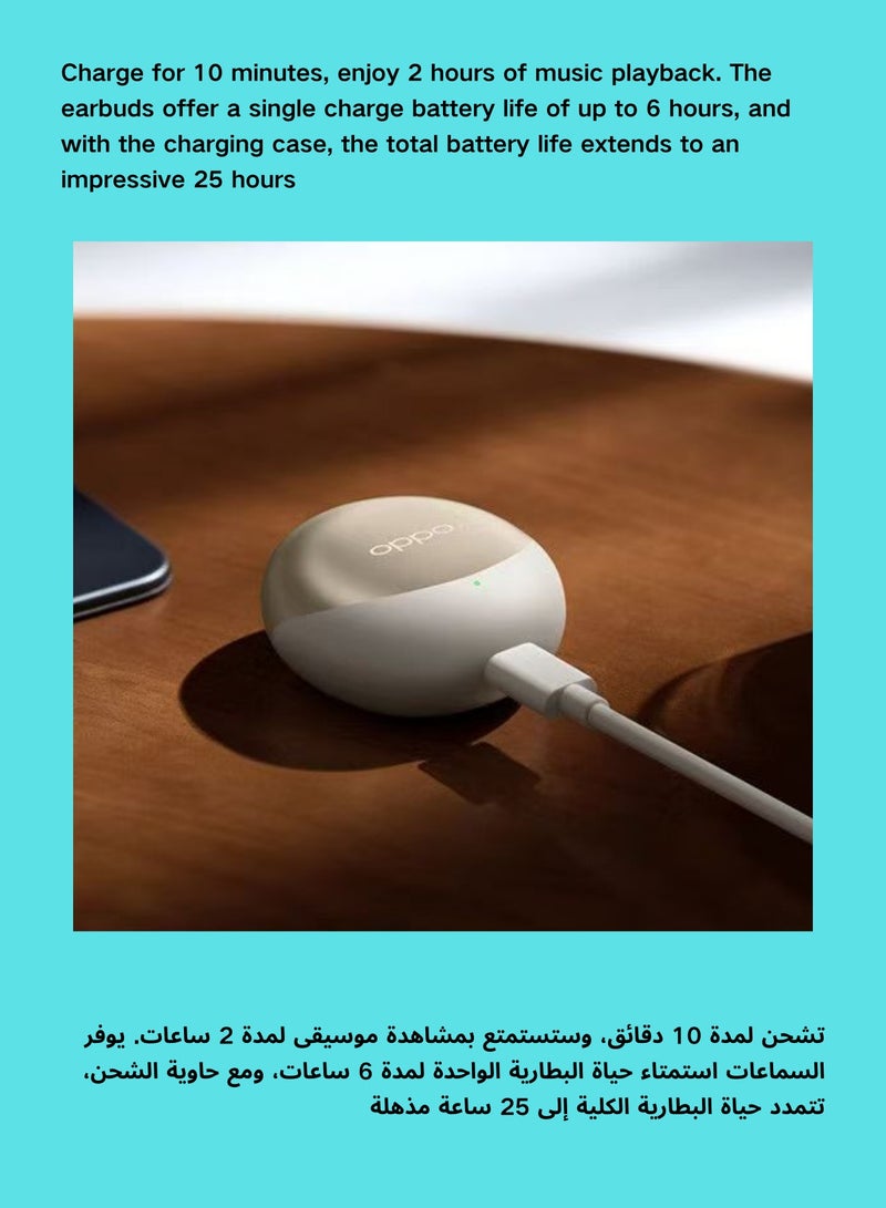 OPPO - Enco R2 Earphones, featuring Hi-Fi Sound, Extended 25-Hour Playtime, and IP54 Water & Sweat Resistance Gold - Image 1