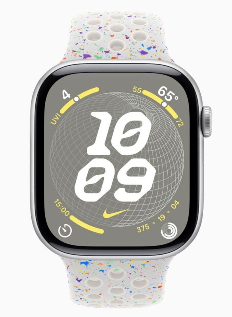Apple - Watch Series 10 GPS 46mm Sliver Aluminium Case With Pure Platinum Nike Sport Band Silver - Image 1