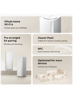 Mi Mesh Router System AX3000 – High-Speed Wi-Fi 6, Dual-Band 3000 Mbps, Seamless Mesh Networking, MU-MIMO & OFDMA, Wide Coverage, Gigabit Ports, Smart Control via Mi Home App | White - pnsku/N70135594V/45/_/1734339711/2e206742-50d1-4c6f-91f8-c8b5fb5189b4