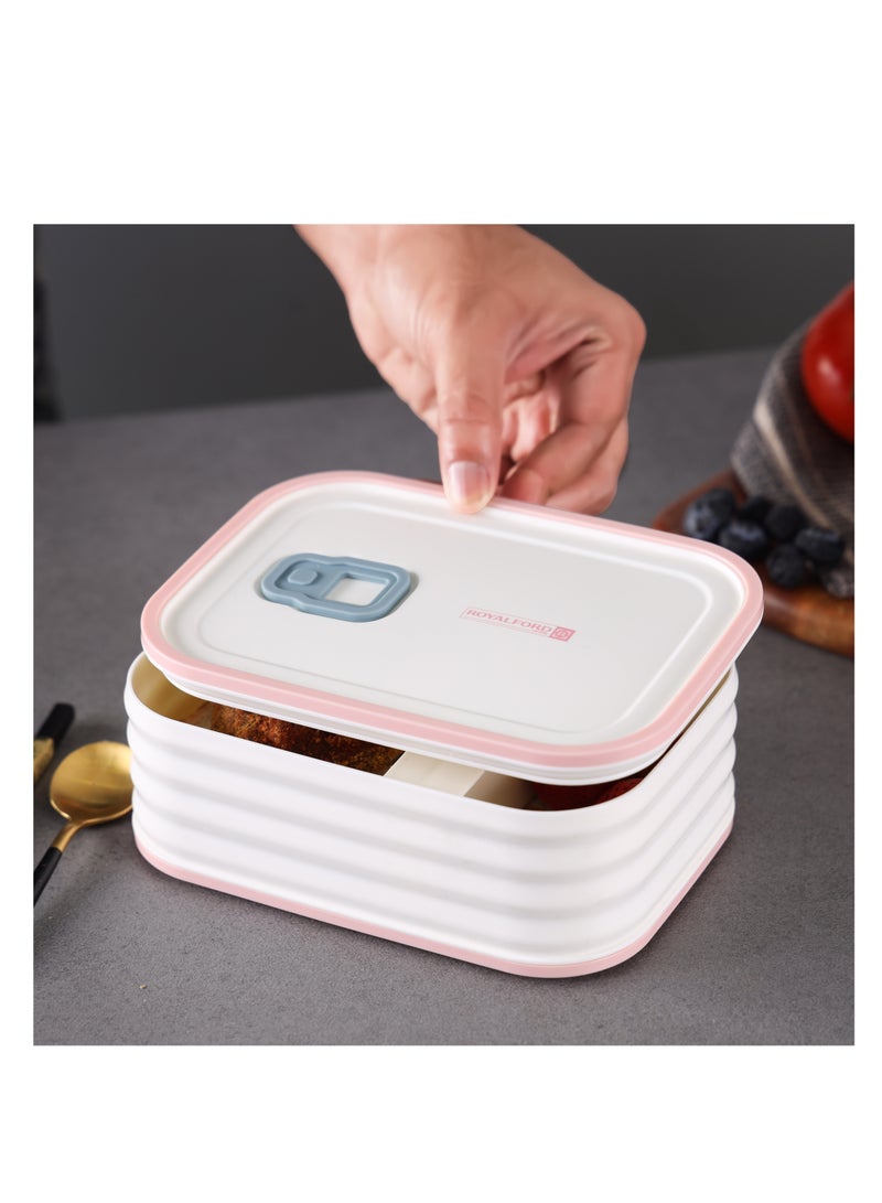 Royalford - Royalford 950 ml Lunch Box- RF12625/ Plastic Rectangular Tiffin with Lid with Steam Vent, Leakproof Spacer/ Suitable for Schools and Offices/ Sturdy Locks and Spill-Proof/ BPA-Free and Odor-Free PP Construction Multicolour - Image 1