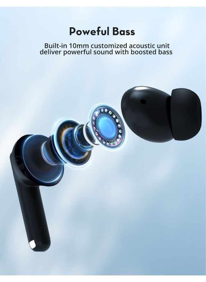 RAVPOWER - True Wireless Bluetooth Earbuds, 24H Playtime, ENC Clear Calls Black - Image 1