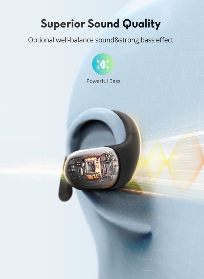 RAVPOWER OpenRun Air2 True Wireless Bluetooth Earbuds, Open-Ear Design, Hi-Fi Stereo Sound, 24H Playtime, & Sweatproof Black - Image 4