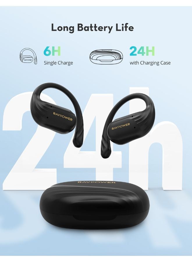 RAVPOWER OpenRun Air2 True Wireless Bluetooth Earbuds, Open-Ear Design, Hi-Fi Stereo Sound, 24H Playtime, & Sweatproof Black - Image 5