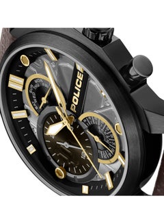 POLICE Men's Reactor Cool Grey Dial Watch with Genuine Leather Strap, 44mm  - Image 3