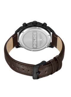 POLICE Men's Reactor Cool Grey Dial Watch with Genuine Leather Strap, 44mm  - Image 4