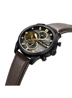 POLICE Men's Reactor Cool Grey Dial Watch with Genuine Leather Strap, 44mm  - Image 2