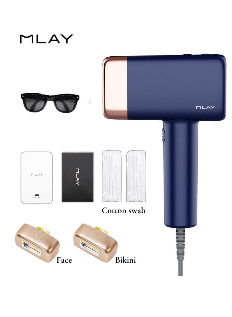 ملاي T14 Laser Hair Removal, IPL Hair Removal with Ice Cooling, 500,000 Flashes Painless Hair Removal Device for Whole Body Bikini Line Arm Armpit Face Back Leg (1*HR+1*Bikini+1*Face Lamp)  - Image 1
