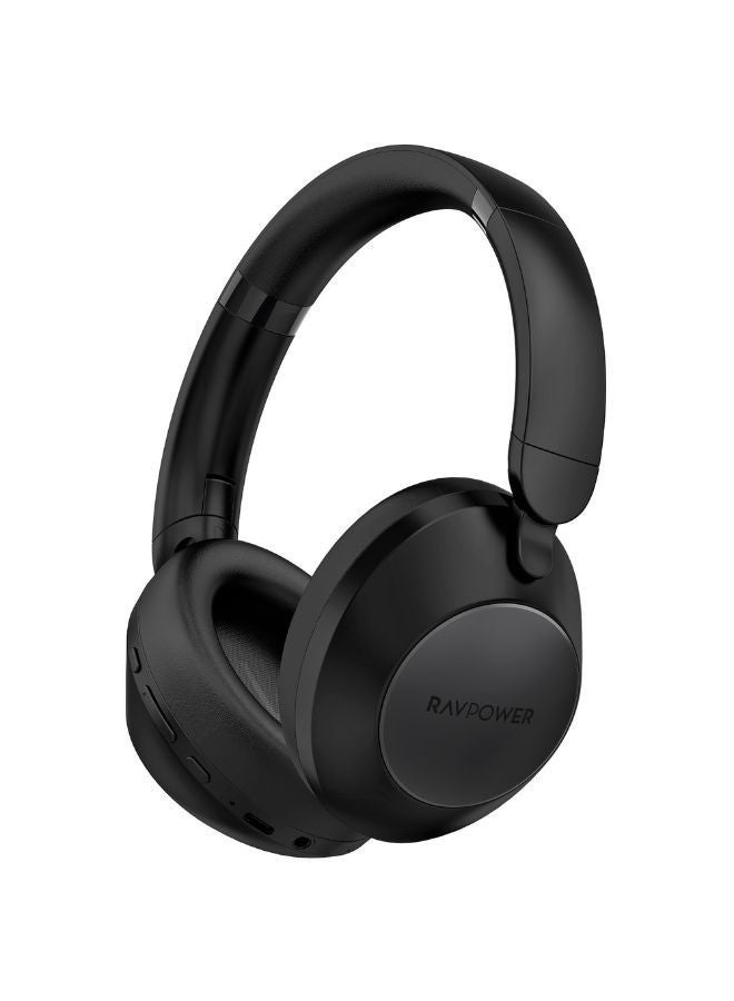 RAVPOWER Over-Ear Wireless Stereo Headphones, ANC & ENC Noise Cancelling, 55H Battery Life, Ultra-Soft Cushions, Foldable Design Black  - Image 1
