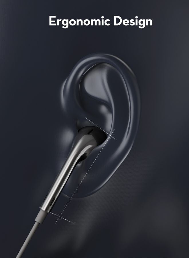 RAVPOWER - Mono Earphone with USB-C Plug, In-Line Remote Control, Hands-Free Calling, Comfortable Fit Black - Image 1