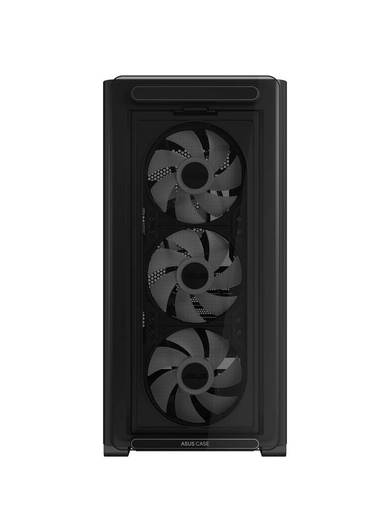 ASUS - A23 Plus Computer Case, 4x Pre-Installed aRGB Fans, Up to 360mm Radiator & 7x 120mm Fan Support, 380mm Graphics Card Compatible, Front Panel USB Type-C I/O, 90DC00K0-B19010 Black - Image 1