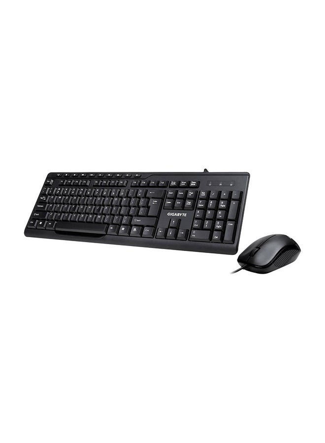 GIGABYTE Wired Keyboard and Mouse Combo, 1000 DPI Sensitivity, USB Interface, Membrane Activation, Up to 3 Million Clicks, Long-Lasting Mouse, 1.5m Cable Length, KM6300 Black  - Image 1