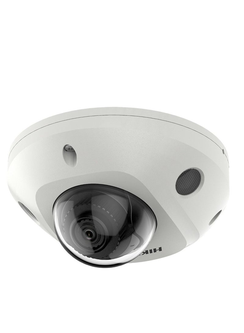 HIKVISION - 4 MP Acusense Smart Hybrid Light Fixed Mini Dome Network Camera, Built-In Arrayed-Dual Microphone, 120 dB True WDR Technology, Built-In Memory Card Slot Supports up to 512 GB, H.265+, IP67, IK08 | DS-2CD2543G2-LIS2U - Image 1
