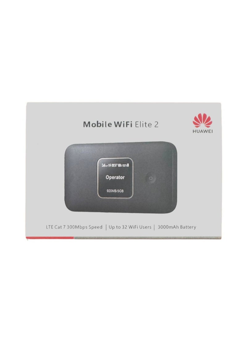 HUAWEI - Mobile WiFi Elite 2 E5785-320 Portable Router 4G + LTE  Cat7 Speed Up to 300 mbps Battery 3000 mAh - Support All Networks Black - Image 1