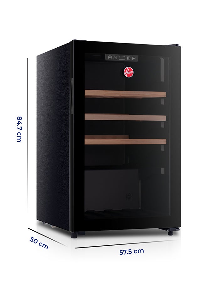 هوفر ثلاجة مشروبات بباب واحد سعة 165 لتر مع إضاءة LED، رف خشبي، ترموستات قابل للتعديل، 2 أرجل و 2 عجلات، باب زجاجي، ضمان سنة واحدة، أسود - HBC-K165-B - Image 4