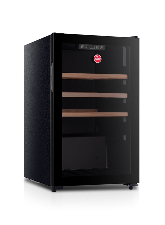 هوفر ثلاجة مشروبات بباب واحد سعة 165 لتر مع إضاءة LED، رف خشبي، ترموستات قابل للتعديل، 2 أرجل و 2 عجلات، باب زجاجي، ضمان سنة واحدة، أسود - HBC-K165-B - Image 3