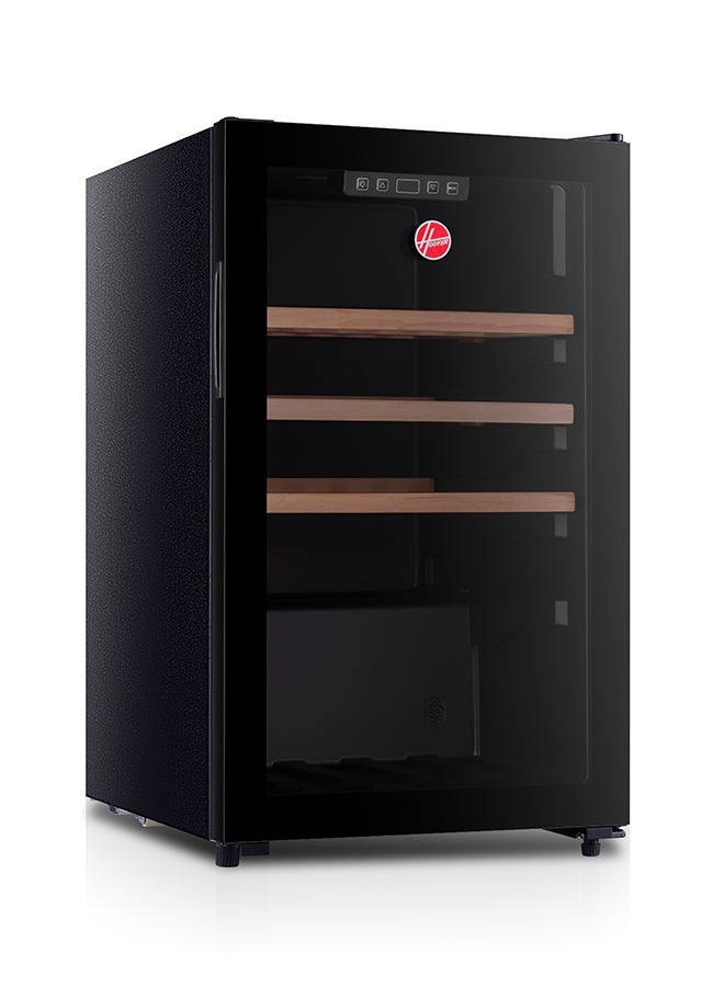 هوفر ثلاجة مشروبات بباب واحد سعة 165 لتر مع إضاءة LED، رف خشبي، ترموستات قابل للتعديل، 2 أرجل و 2 عجلات، باب زجاجي، ضمان سنة واحدة، أسود - HBC-K165-B - Image 2