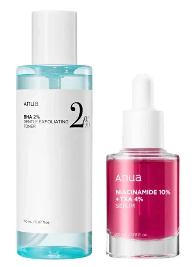 Anua BHA 2% Gentle Exfoliating Toner And Niacinamide 10% + TXA 4% Serum - Clear Skin Duo 180ml - Image 1