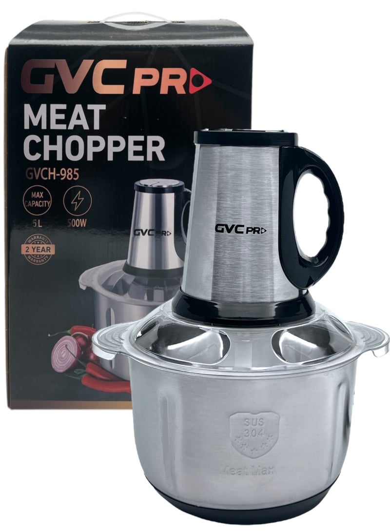 gvc pro - GVC PRO Chopper & Cutter | 5L, 6 Blades,500W -GVCH-985 500 W GVCH-985 silver - Image 1
