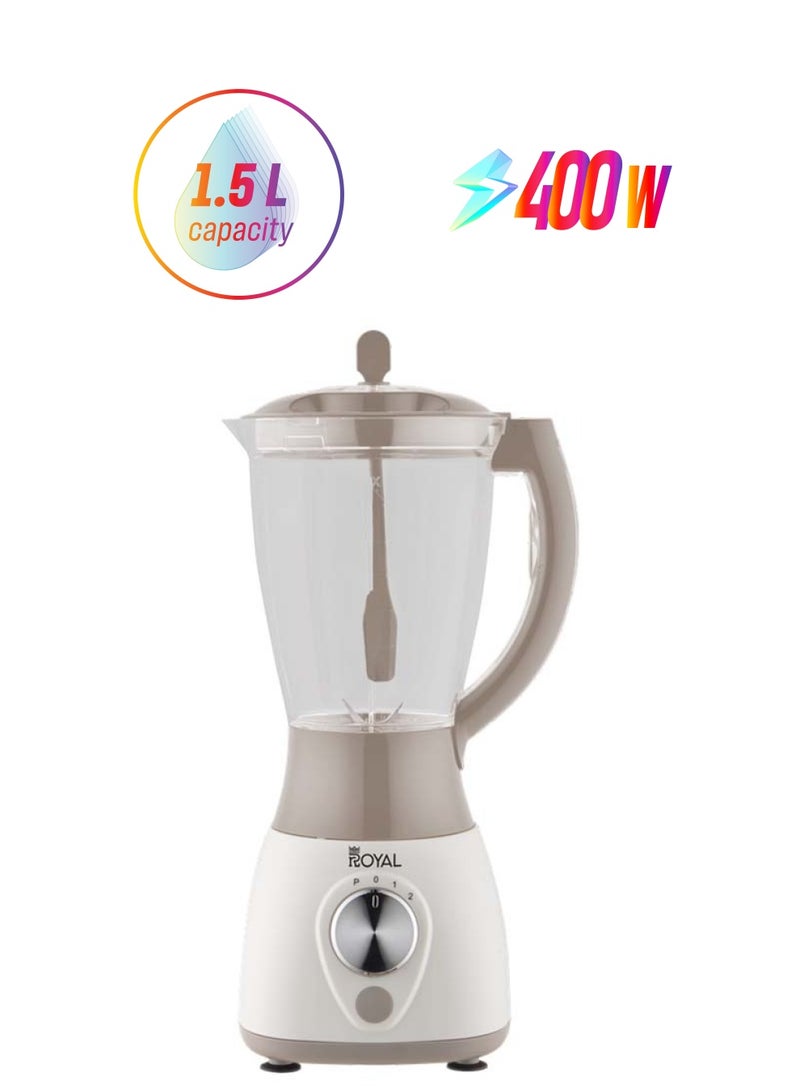 Royal - 3 in 1 Countertop Electric Blender 1.5 Liter 400 Watt 2 Speed Level with Pulse Function RA-BG158 1.5 L 400 W RA-BG158 Beige/White - Image 1