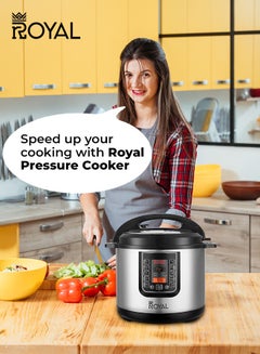 Royal Electric Pressure Cooker Multi Functional 12in1 | Capacity: 10 Liters | Pressure cooker, Saute/ Browning, Slow cooker, Rice Cooker, Steamer, Yogurt maker & Warmer | LCD Display 10 L 1300 W RA-PC1039 Black & Silver  - Image 5