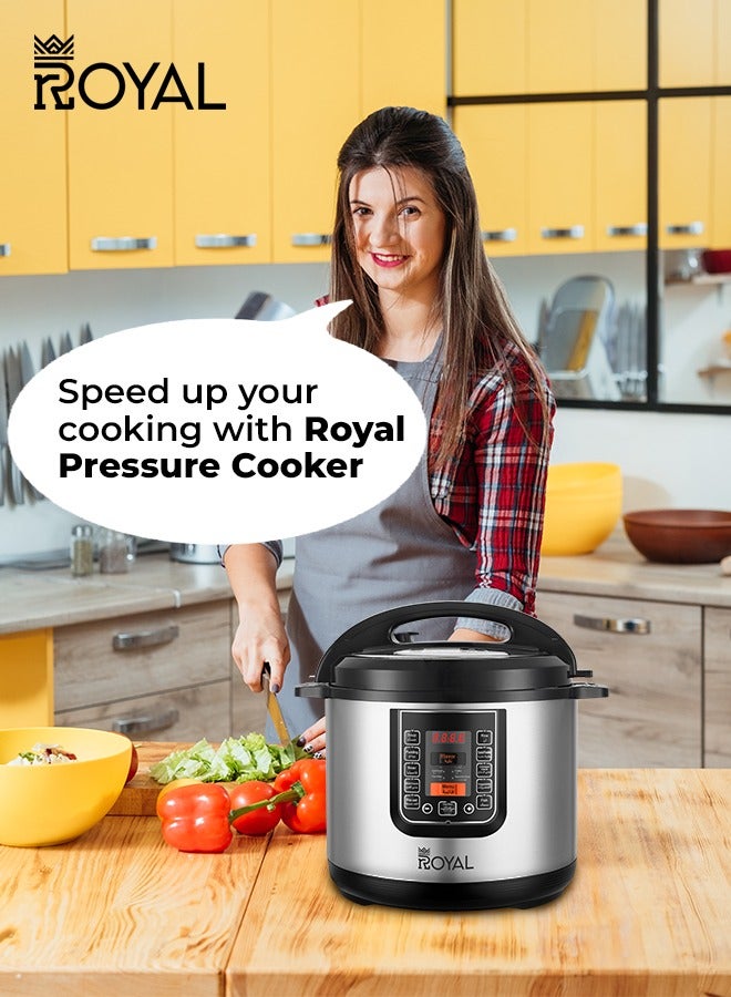 Royal - Electric Pressure Cooker Multi Functional 12in1 | Capacity: 10 Liters | Pressure cooker, Saute/ Browning, Slow cooker, Rice Cooker, Steamer, Yogurt maker & Warmer | LCD Display 10 L 1300 W RA-PC1039 Black & Silver - Image 1