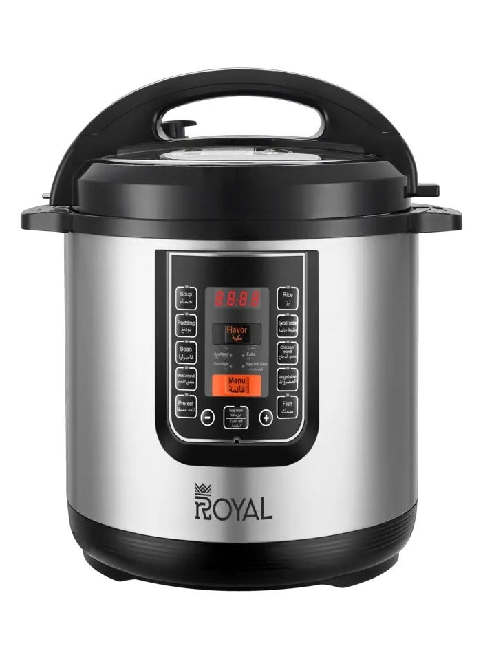 Royal - Electric Pressure Cooker Multi Functional 12in1 | Capacity: 10 Liters | Pressure cooker, Saute/ Browning, Slow cooker, Rice Cooker, Steamer, Yogurt maker & Warmer | LCD Display 10 L 1300 W RA-PC1039 Black & Silver - Image 1