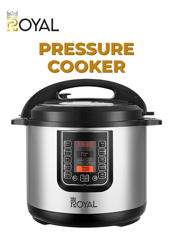 Royal - Electric Pressure Cooker Multi Functional 12in1 | Capacity: 10 Liters | Pressure cooker, Saute/ Browning, Slow cooker, Rice Cooker, Steamer, Yogurt maker & Warmer | LCD Display 10 L 1300 W RA-PC1039 Black & Silver - Image 1
