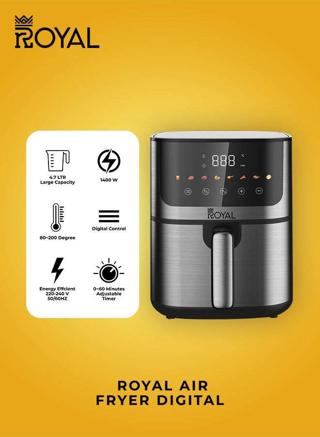 Royal Digital Air Fryer - 200 Temperature Rapid Hot Air Circulation RA-AFD4718 4.7 L 1400 W RA-AFD4718 black - Image 4