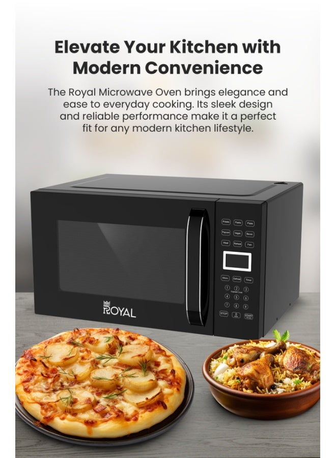 Royal Membrane Digital Microwave Oven, 10 Power Leves, 99.99 min Timer, Child Safety-Lock, Cooking End Signal, Easy Pull Chrome Handle, Grey, RA-25XDG 25 L 800 W RA-25XDG Black - Image 2