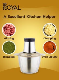Royal Electric Food Chopper Glass Bowl 3 Liter 300 Watt 2 Speed RA-CHG-306 300 W RA-CHG-306  - Image 3