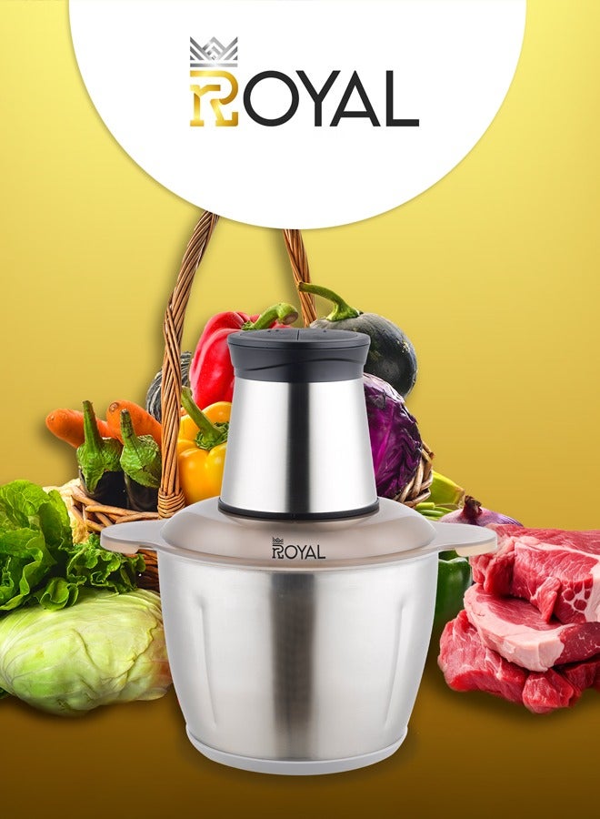 Royal Electric Food Chopper Glass Bowl 3 Liter 300 Watt 2 Speed RA-CHG-306 300 W RA-CHG-306 - Image 5