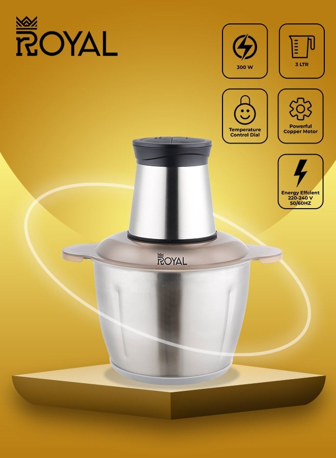 Royal Electric Food Chopper Glass Bowl 3 Liter 300 Watt 2 Speed RA-CHG-306 300 W RA-CHG-306 - Image 4