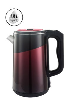 Royal Electric Kettle Plastic Housing with Inner Stainless Steel, Dual Sensor & Over Heat Protection, 1.8 L 1500 W RA-EK1856 Maroon & Black 