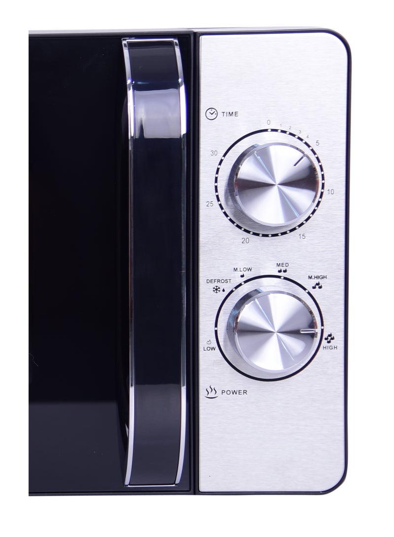 Royal Manual Microwave Oven, 6 Power Leves, 30 min Timer, Child Safety-Lock, Cooking End Signal, Easy Pull Chrome Handle 20 L 700 W RA-20XM2 Black Silver  - Image 4