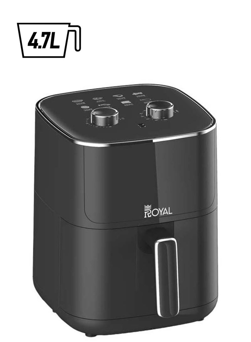 Royal - Manual Air Fryer, 80-200 °C Temperature, With Visible Windows, Rapid Hot Air Circulation 4.7 L 1400 W RA-AFM4717 Black - Image 1