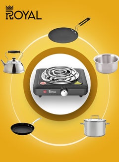 Royal Electric Hot Plate Single Spiral 1000 Watts Adjustable Temperature & Non-Stick Coating 1000 W RA-HPS135  - Image 4