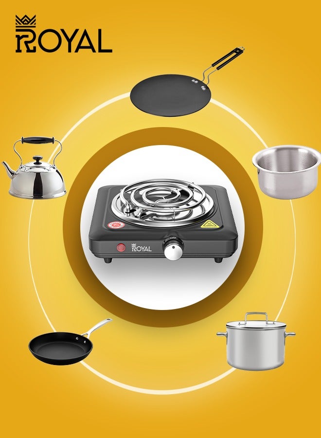 Royal Electric Hot Plate Single Spiral 1000 Watts Adjustable Temperature & Non-Stick Coating 1000 W RA-HPS135 - Image 4