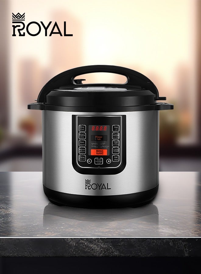 رويال طباخ ضغط كهربائي متعدد الوظائف 14 في 1 RA-PC0832 | السعة: 8 لترات | طباخ ضغط، قلي/تحمير، طباخ أرز، بخار، صانع زبادي وسخان | شاشة LCD مع وظيفة ضبط مسبق لمدة 24 ساعة - Image 4