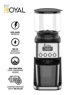 Royal Coffee Grinder Machine Stainless Steel Body 165 W RA-CGS3235  - Image 1