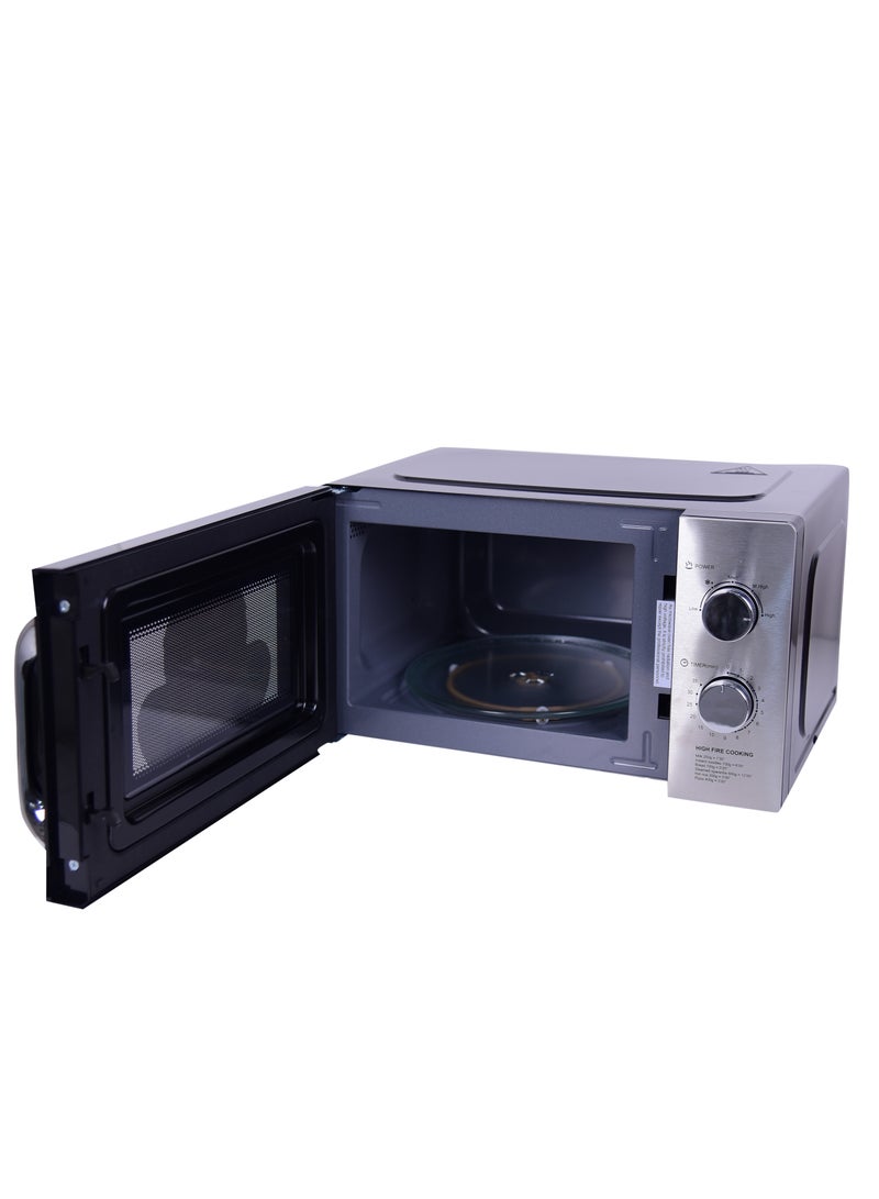 رويال - Manual Microwave Oven, 5 Power Leves, 35 min Timer, Child Safety-Lock, Cooking End Signal, Easy Pull Chrome Handle 20 L 700 W RA-20XM3 Silver Black - Image 1