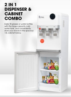 Royal Stand Water Dispenser With Cabinet/ 3 Taps Hot, Cold & Normal/ Child Safety Lock/ RA-WD300-WCW White  - Image 1