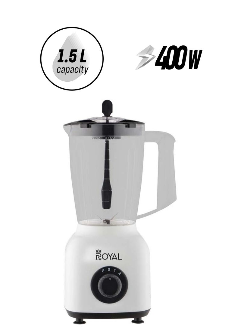 Royal - 3 in 1 Countertop Electric Blender 2 Speed Level with Pulse Function 1.5 L 400 W RA-BG156 Black/White - Image 1