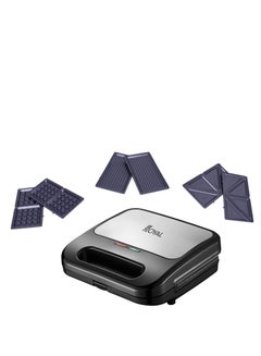 Royal Commercial Sandwich Maker | Power: 220-240V 50/60HZ | Watts: 700~800W with BS Plug | 3iN1 DETACHABLE SANDWICH MAKER | SANDWICH +WAFFLE+GRILL | SANDWICH PLATE 2 SLICE | Color: Black 800 W RA-SMC110  - Image 1