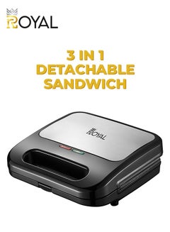 Royal Commercial Sandwich Maker | Power: 220-240V 50/60HZ | Watts: 700~800W with BS Plug | 3iN1 DETACHABLE SANDWICH MAKER | SANDWICH +WAFFLE+GRILL | SANDWICH PLATE 2 SLICE | Color: Black 800 W RA-SMC110  - Image 2
