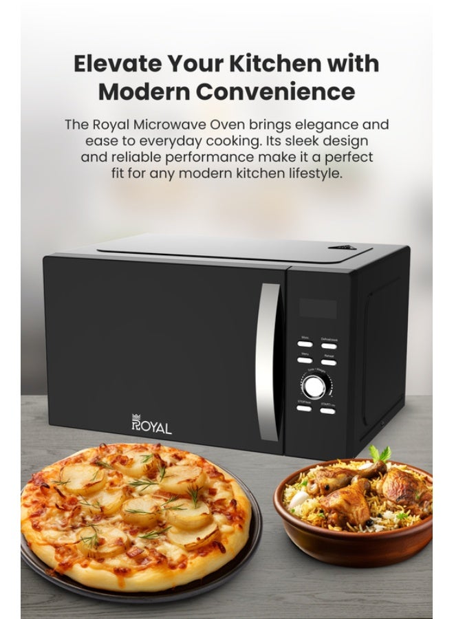 Royal Digital Microwave Oven, 5 Power Levels, 60 min Timer, Child Safety-Lock, Cooking End Signal, Easy Pull Chrome Handle 30 L 950 W RA-30XDG Black - Image 2