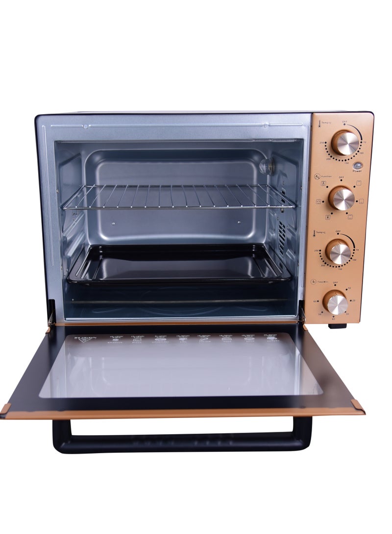 رويال Electric Oven Toaster | Capacity: 60 Liter | Power: 220-240V  50/60Hz | Watts: 1900W With BS plug | Luxury Panel | Adjustable Temperature70~250°C | 60 Minutes Timer with Bell Ring 60 L 1900 W RA-OT6032 Bronze  - Image 4