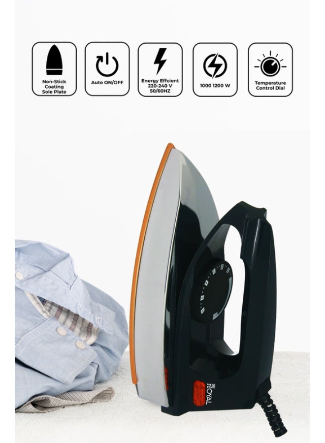 Royal Dry Iron Light Weight Ceramic Coated Sole Plate 1200 W RA-LWI1363 - Image 1