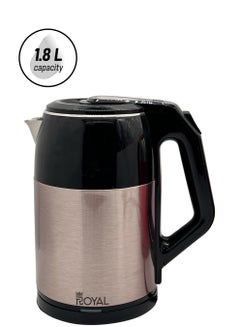 Royal Electric Kettle Plastic Housing with Inner Stainless Steel, Dual Sensor & Over Heat Protection, 1.8 L 1500 W RA-EK1843 Bronze & Black 