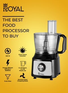 Royal Food Processor, Multi-Functions, 1.2L Bowl,1.5L Blender, Grinder, Chopper, Dough Maker, Citrus Juicer, Slicing And Shredding Blades 500 W RA-FP2120  - Image 5